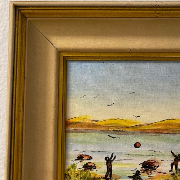 Children With Ball Oil Painting Original Artist Qai 1974-1976 M. Field's Chicago - Picture 8 of 15